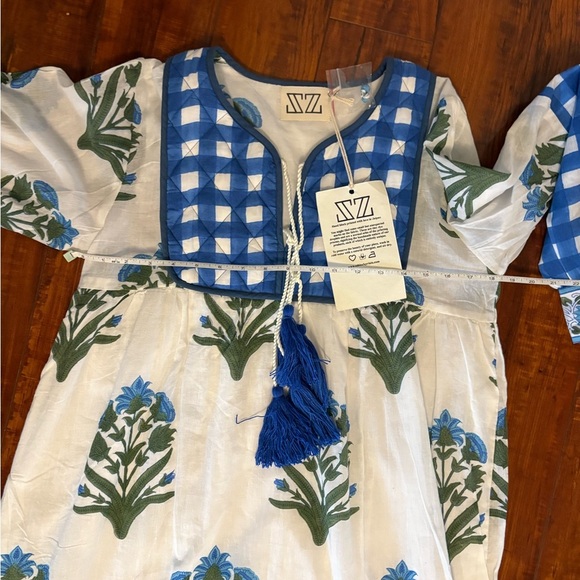 SZ Blockprints Shopbop Jodhpur floral block print cotton midi dress medium NWT - Picture 13 of 16